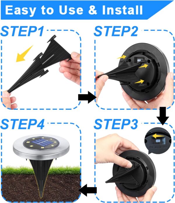 Solar Ground Lights, Waterproof Solar Garden Lights, Upgraded Outdoor Garden Waterproof Bright in-Ground Lights, Landscape Lights for Pathway,Yard,Deck,Lawn,Patio,Walkway (12 Pack Warm Light) - Image 2