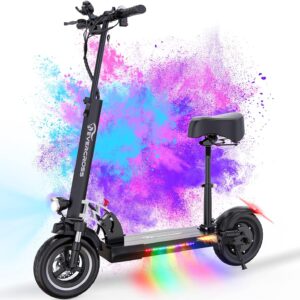 VERCROSS H7 Commuter Foldable Electric Scooter with seat, Equipped with 800W Motor, Maximum Speed of 45 km/h, 60 km Range, Equipped with 10-inch Solid Off-Road Tires