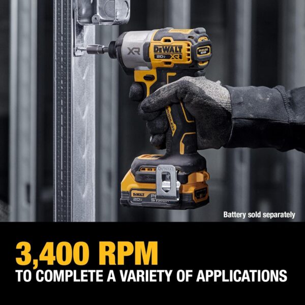 DEWALT 20V MAX XR Impact Driver, Brushless, 1/4", 3-Speed, Bare Tool Only (DCF845B) - Image 3
