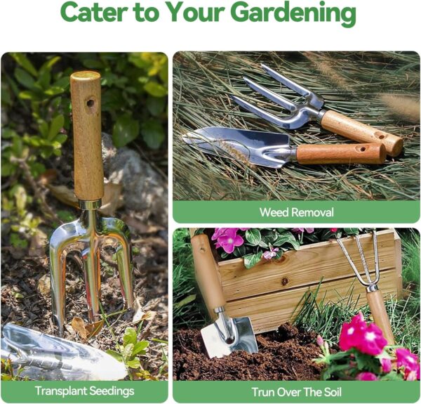 Gardening Tools 9-Piece Heavy Duty Gardening Hand Tools with Fashion and Durable Garden Tools Organizer Handbag,Rust-Proof Garden Tool Set, Ideal Gardening Gifts for Women - Image 2