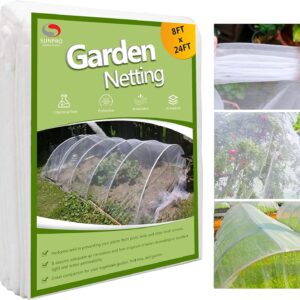 Garden Netting Pest Barrier, Plant Covers 8x24Ft Mesh Mosquito Net Bird Netting for Garden Protection, Plant Netting for Raised Garden Beds Row Cover