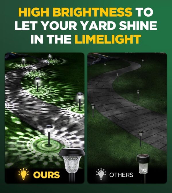 10 Pack Ultra Bright Solar Lights Outdoor Waterproof, from Dusk to Dawn Up to 12H Solar Lights for Outside, Auto On/Off Solar Powered Garden Pathway Lights, Landscape Lighting (Cold White, 10Pack) - Image 4
