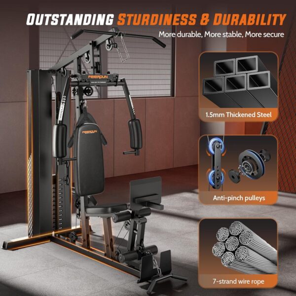 Home Gym with 154LBS Weight Stack, Multi Exercise Equipment with Leg Press, Cable Machine Exercise Equipment for Full Body Workout - Image 3