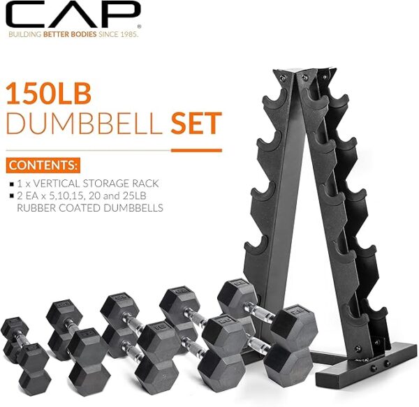 CAP Barbell Dumbbell Set with Rack | Multiple Options in 150lbs and 210lbs - Image 4