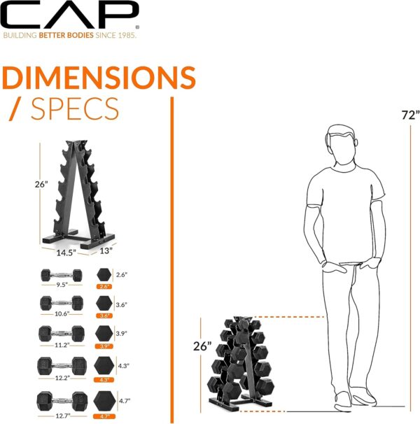 CAP Barbell Dumbbell Set with Rack | Multiple Options in 150lbs and 210lbs - Image 2