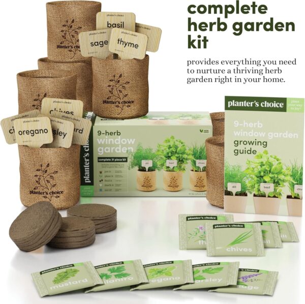 9 Herb Indoor Window Garden Kit - House Plants Seeds - Best Unique Easter Gift Ideas for Women, Mom, Friend, Her, Birthday, Housewarming, Mother - New Home Kitchen Gifts - Live Plant Starter - Image 3