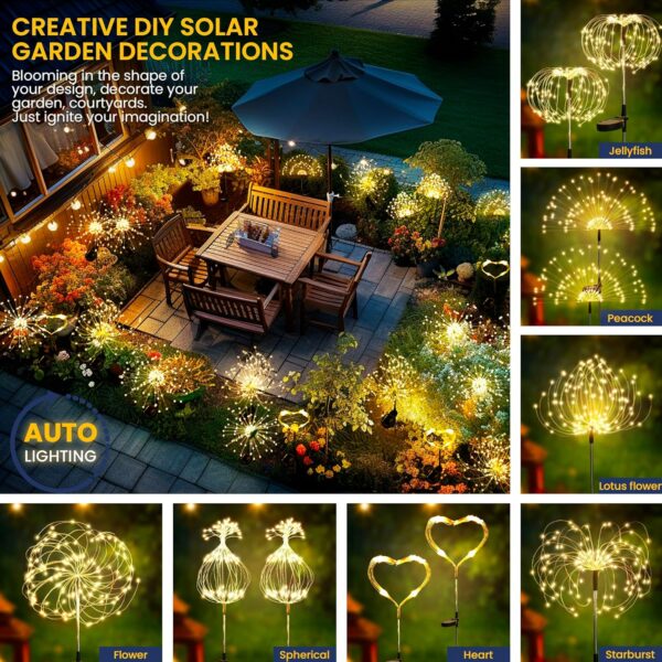 GIGALUMI Garden Outdoor Decor Lights 120LED 2Pack, Solar Garden Lights for Yard Outside Fairy Garden Lights Decorative, Solar Lights for Yard Pathway Flowerbed Planter Balcony Patio Garden Decor - Image 4