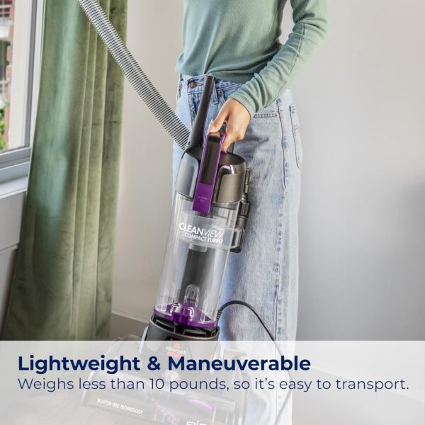 BISSELL CleanView Compact Turbo Upright Vacuum with Quick Release Wand, Full Size Power, Compact Size for Apartments & Dorms, 3437F - Image 4