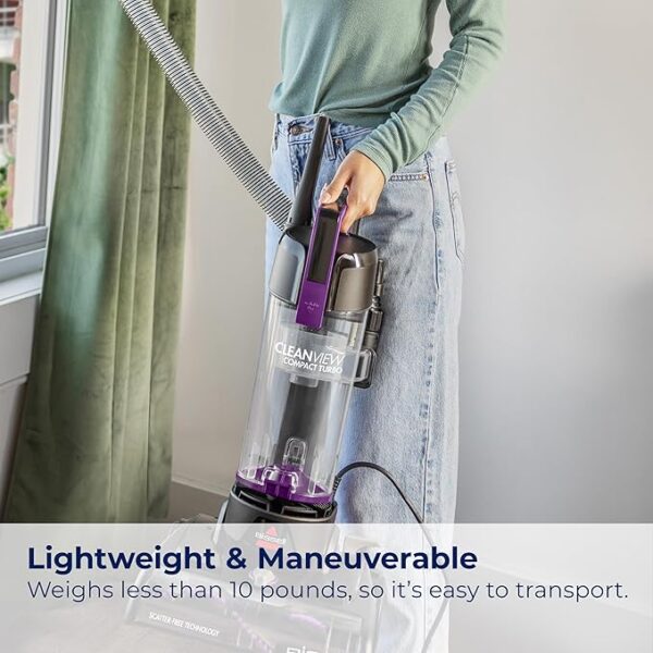 BISSELL CleanView Compact Turbo Upright Vacuum with Quick Release Wand, Full Size Power, Compact Size for Apartments & Dorms, 3437F - Image 4