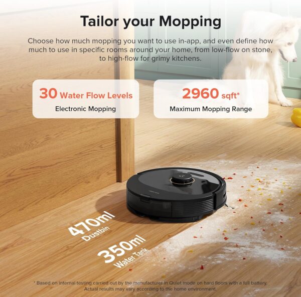 roborock Q8 Max+ Robot Vacuum and Mop, Self-Emptying, Hands-Free Cleaning for up to 7 Weeks, Reactive Tech Obstacle Avoidance, 5500 Pa Suction, DuoRoller Brush, APP-Controlled Mopping, Black - Image 7