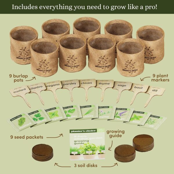 9 Herb Indoor Window Garden Kit - House Plants Seeds - Best Unique Easter Gift Ideas for Women, Mom, Friend, Her, Birthday, Housewarming, Mother - New Home Kitchen Gifts - Live Plant Starter - Image 2