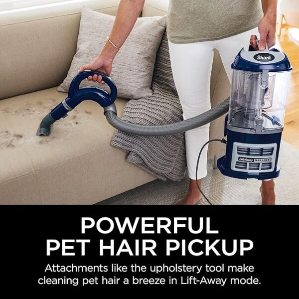 Shark NV360 Navigator Lift-Away Deluxe Upright Vacuum with Large Dust Cup Capacity, HEPA Filter, Swivel Steering, Upholstery Tool & Crevice Tool, Blue - Image 2