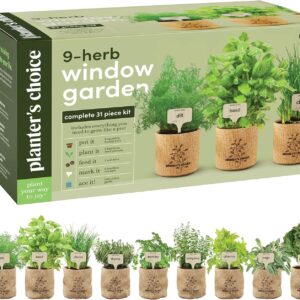 9 Herb Indoor Window Garden Kit - House Plants Seeds - Best Unique Easter Gift Ideas for Women, Mom, Friend, Her, Birthday, Housewarming, Mother - New Home Kitchen Gifts - Live Plant Starter