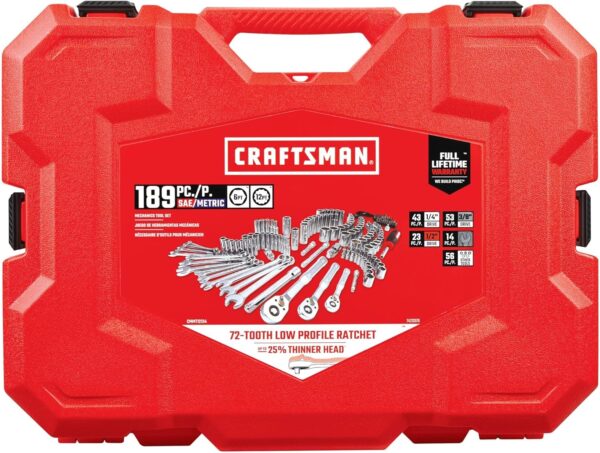 CRAFTSMAN Mechanics Tool Set, 1/4 and 3/8 Inch Drive, 189 Piece (CMMT12134) - Image 2