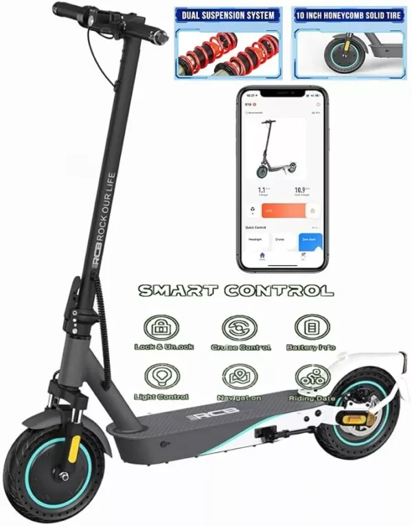 RCB R19 500W Electric Scooter 36V 11.4AH 10" Tires Folding E-Scooter Range 35KM - Image 4