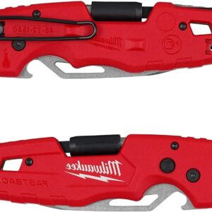 Milwaukee FASTBACK Folding Utility Knife w/Blade Multifunctionality, Red-black